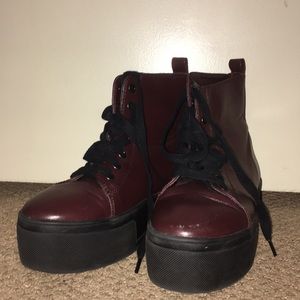 platform burgundy shoes